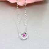 925 Silver Smart Horseshoe Red Crystal Necklace for Women