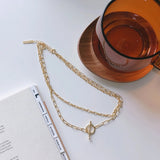 925 Sterling Silver Double Layer Link Chain Necklaces Choker for Women