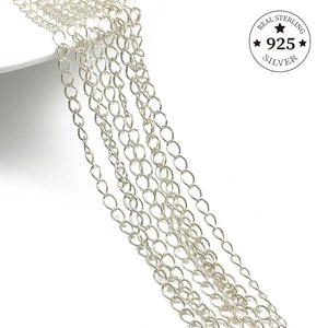 925 Sterling Silver Findings 50cm Open Link Chain Tail Extender Chain