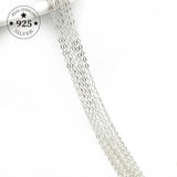 925 Sterling Silver Findings 50cm Open Link Chain Tail Extender Chain