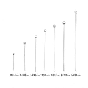 925 Sterling Silver Head Ball Pins 15-35mm for DIY Jewelry Making
