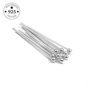 925 Sterling Silver Head Ball Pins 15-35mm for DIY Jewelry Making