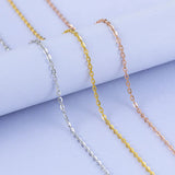 925 Sterling Silver Cable Chain Necklace 0.8mm White/Yellow/Rose