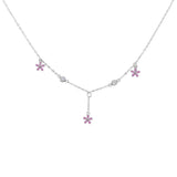 925 Silver Cherry Blossom Enamel Necklace Red Pendant Choker Jewelry