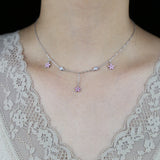 925 Silver Cherry Blossom Enamel Necklace Red Pendant Choker Jewelry