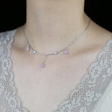 925 Silver Cherry Blossom Enamel Necklace Red Pendant Choker Jewelry