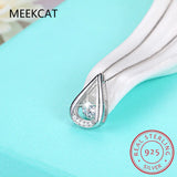 925 Silver Moissanite Necklace, D VVS1 Water Drop Pendant, 0.5/1ct, For Women