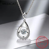 925 Silver Moissanite Necklace, D VVS1 Water Drop Pendant, 0.5/1ct, For Women