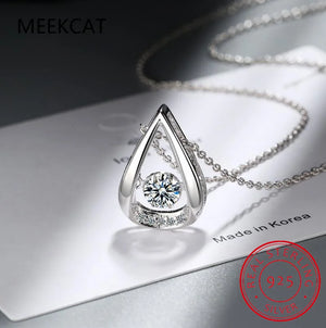 925 Silver Moissanite Necklace, D VVS1 Water Drop Pendant, 0.5/1ct, For Women