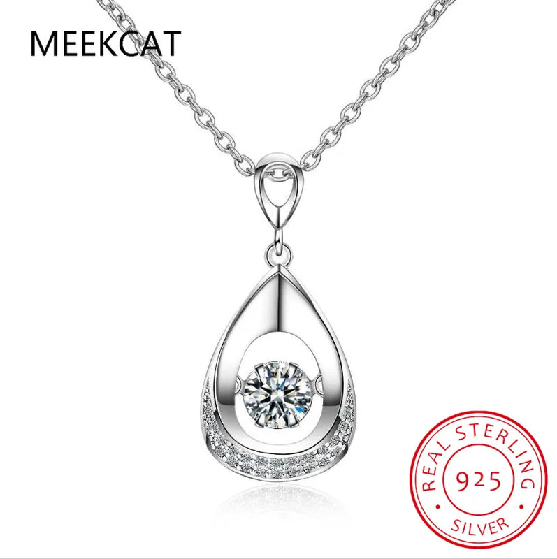 925 Silver Moissanite Necklace, D VVS1 Water Drop Pendant, 0.5/1ct, For Women