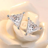 925 Silver Zirconia Triangle Stud Earrings For Women