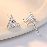 925 Silver Zirconia Triangle Stud Earrings For Women