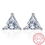 925 Silver Zirconia Triangle Stud Earrings For Women