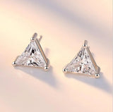 925 Silver Zirconia Triangle Stud Earrings For Women