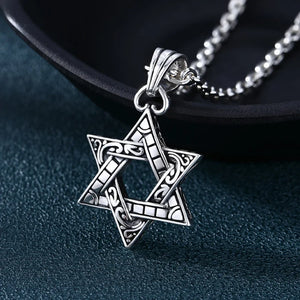 925 Silver Hexagon Necklace Pendant Real Star Chain Pendant