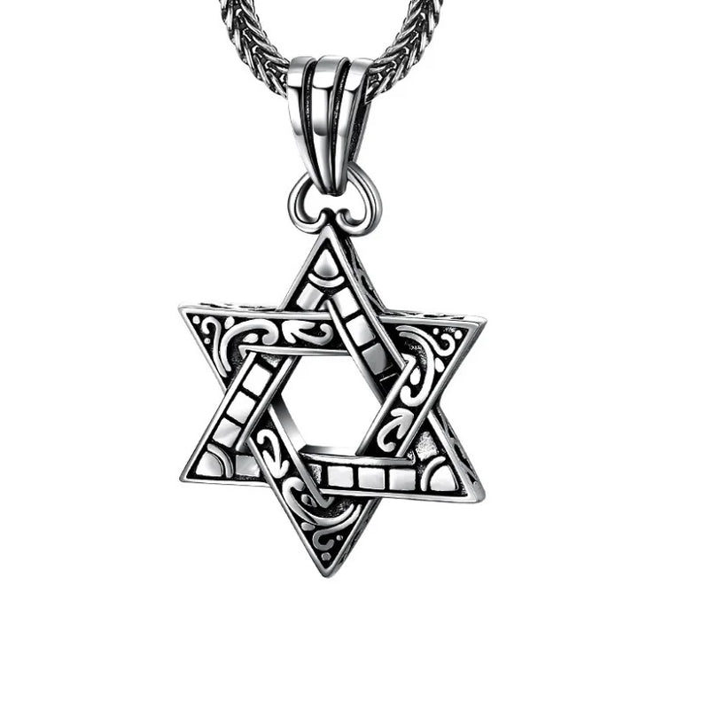 925 Silver Hexagon Necklace Pendant Real Star Chain Pendant
