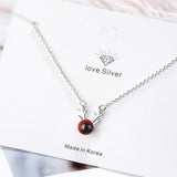 925 Silver Elk Deer Antlers Necklace Red Garnet Pendant