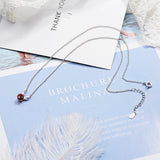 925 Silver Elk Deer Antlers Necklace Red Garnet Pendant