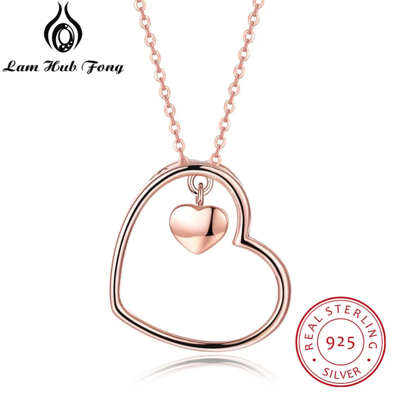 925 Silver Heart Necklace Romantic Chain Gift For Women