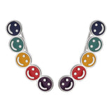 925 Silver Rainbow Smiley Clip-On Earrings for Women