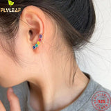 925 Silver Rainbow Smiley Clip-On Earrings for Women
