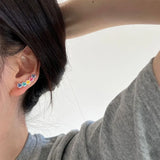 925 Silver Rainbow Smiley Clip-On Earrings for Women