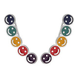 925 Silver Rainbow Smiley Clip-On Earrings for Women