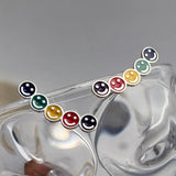 925 Silver Rainbow Smiley Clip-On Earrings for Women