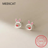 925 Silver Animal Rabbit Necklace+Earring Set for Women Girl Gift
