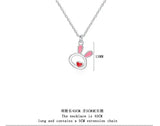 925 Sterling Silver Rabbit Necklace+Earring Set for Women