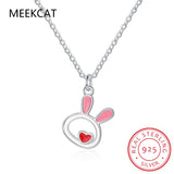 925 Silver Animal Rabbit Necklace+Earring Set for Women Girl Gift