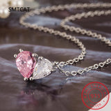 925 Silver Water Drop Zircon Heart Necklace & Earring Set