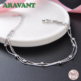 925 Sterling Silver Bead Bracelet Bangle for Women