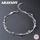 925 Sterling Silver Bead Bracelet Bangle for Women