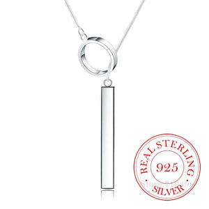 925 Silver Vintage Circle Strip Chain Necklace For Women