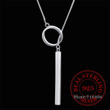 925 Silver Vintage Circle Strip Chain Necklace For Women