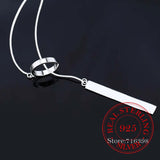 925 Silver Vintage Circle Strip Chain Necklace For Women