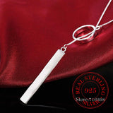 925 Silver Vintage Circle Strip Chain Necklace For Women