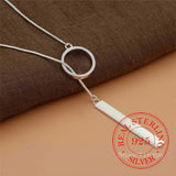 925 Silver Vintage Circle Strip Chain Necklace For Women