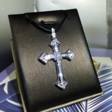 925 Silver Zircon Cross Pendant Necklace for Men and Women