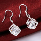 925 Silver Crystal Pendant Necklace Earrings Set for Women
