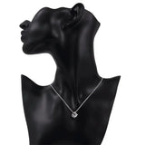 925 Silver Crystal Pendant Necklace Earrings Set for Women