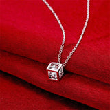925 Silver Crystal Pendant Necklace Earrings Set for Women