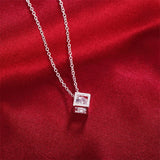 925 Silver Crystal Pendant Necklace Earrings Set for Women