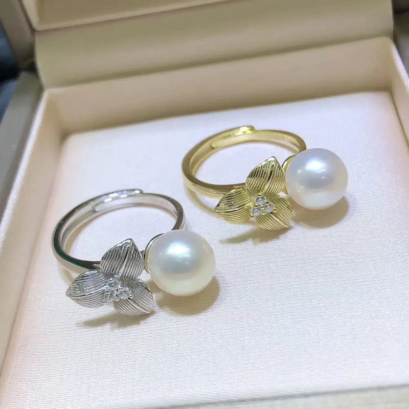 925 Silver Adjustable Finger Ring Mountings for Crystals Jade