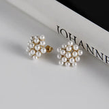 925 Silver Fireworks Pearl Earrings Versatile Silver Earrings