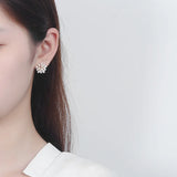 925 Silver Fireworks Pearl Earrings Versatile Silver Earrings