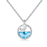 925 Silver Fish Tail Crystal Necklace Women's Jewelry Gift