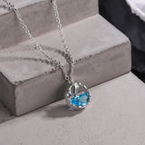 925 Silver Fish Tail Crystal Necklace Women's Jewelry Gift