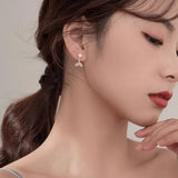 925 Silver Fish Tail Pearl Stud Earrings Elegant Wedding Jewelry